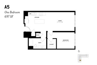 One Bedroom A5 1102 1102 floor plan